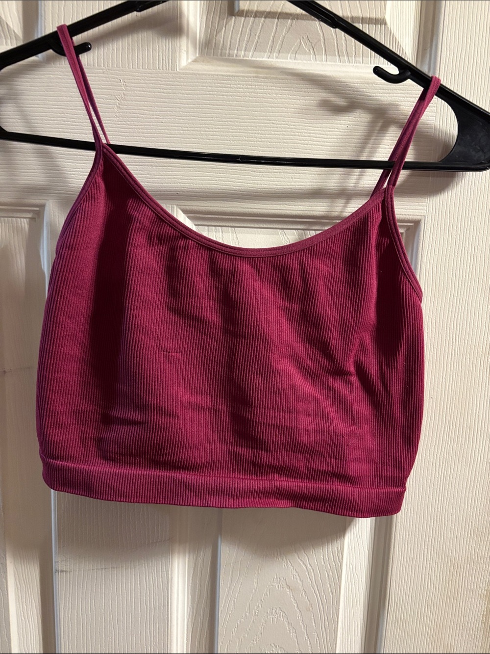 wild fable Ribbed Spaghetti Strap Crop Top - Berry